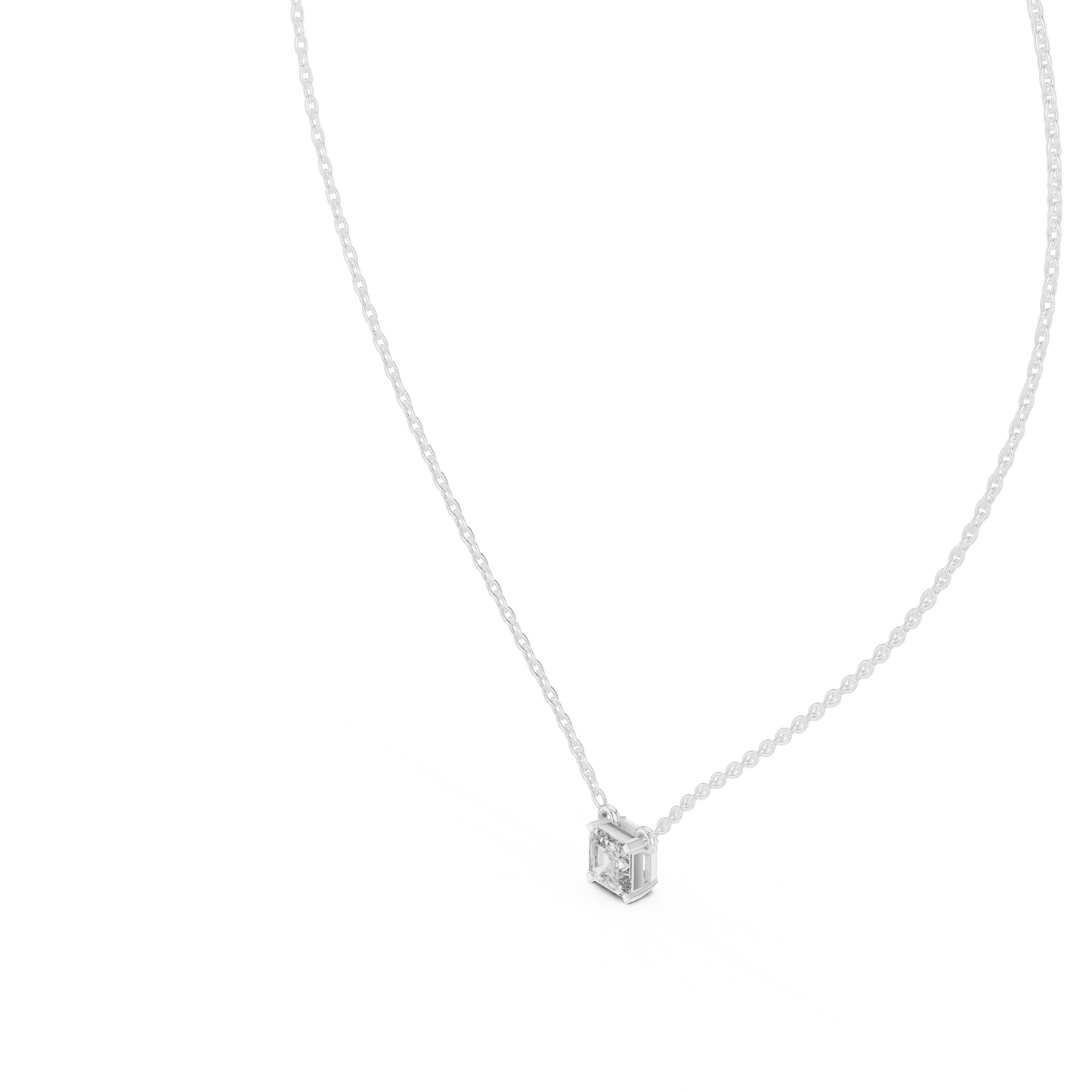Luxury Minimal Emerald Cut Diamond Chain Necklace