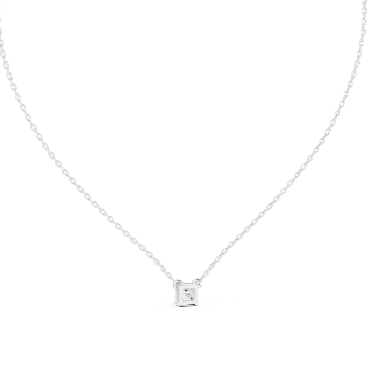 Luxury Minimal Emerald Cut Diamond Chain Necklace