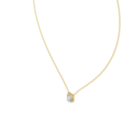 Luxury Minimal Emerald Cut Diamond Chain Necklace