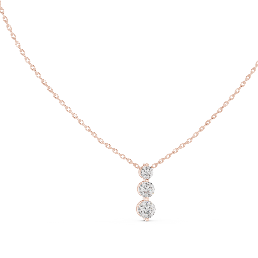 Classic Three Stone Diamond Pendant in Minimal Setting