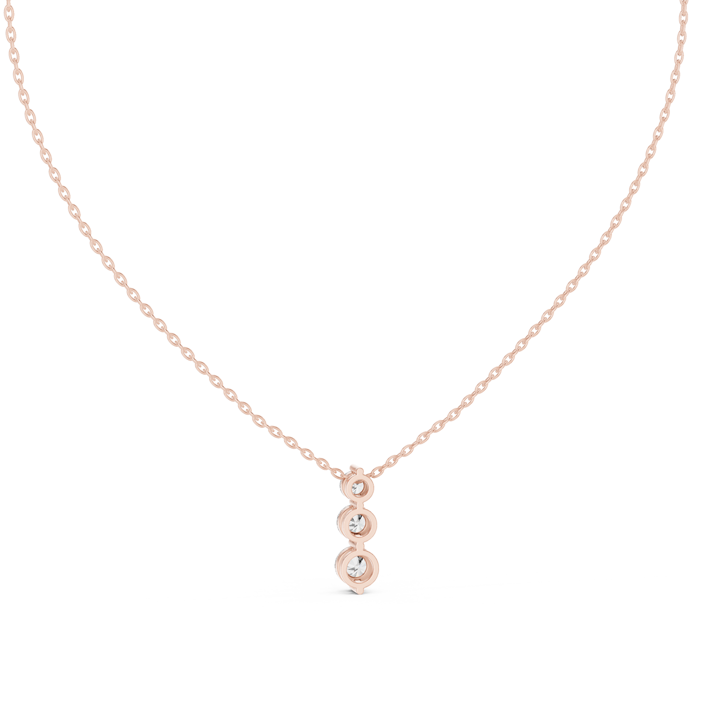 Classic Three Stone Diamond Pendant in Minimal Setting