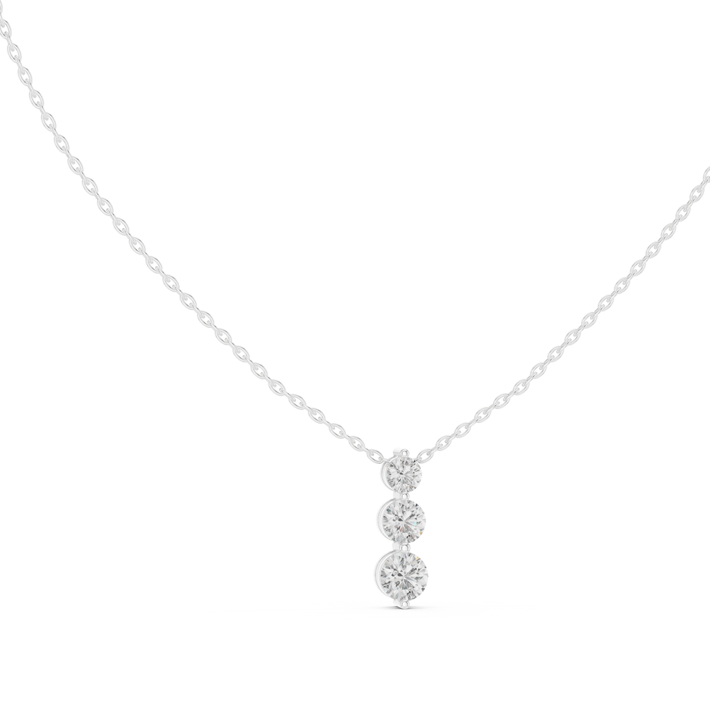 Classic Three Stone Diamond Pendant in Minimal Setting