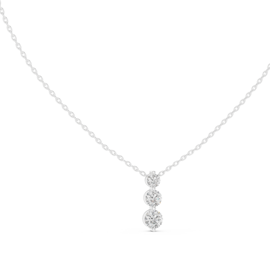 Classic Three Stone Diamond Pendant in Minimal Setting