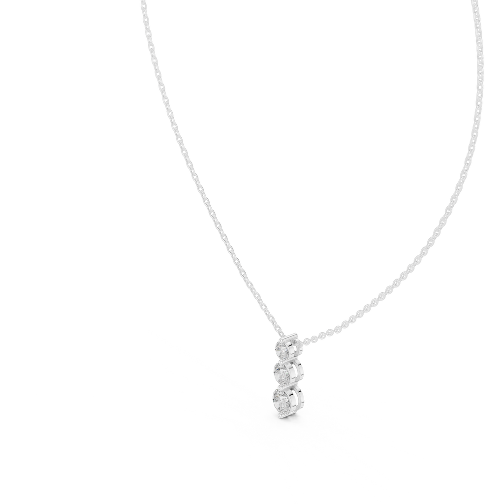 Classic Three Stone Diamond Pendant in Minimal Setting