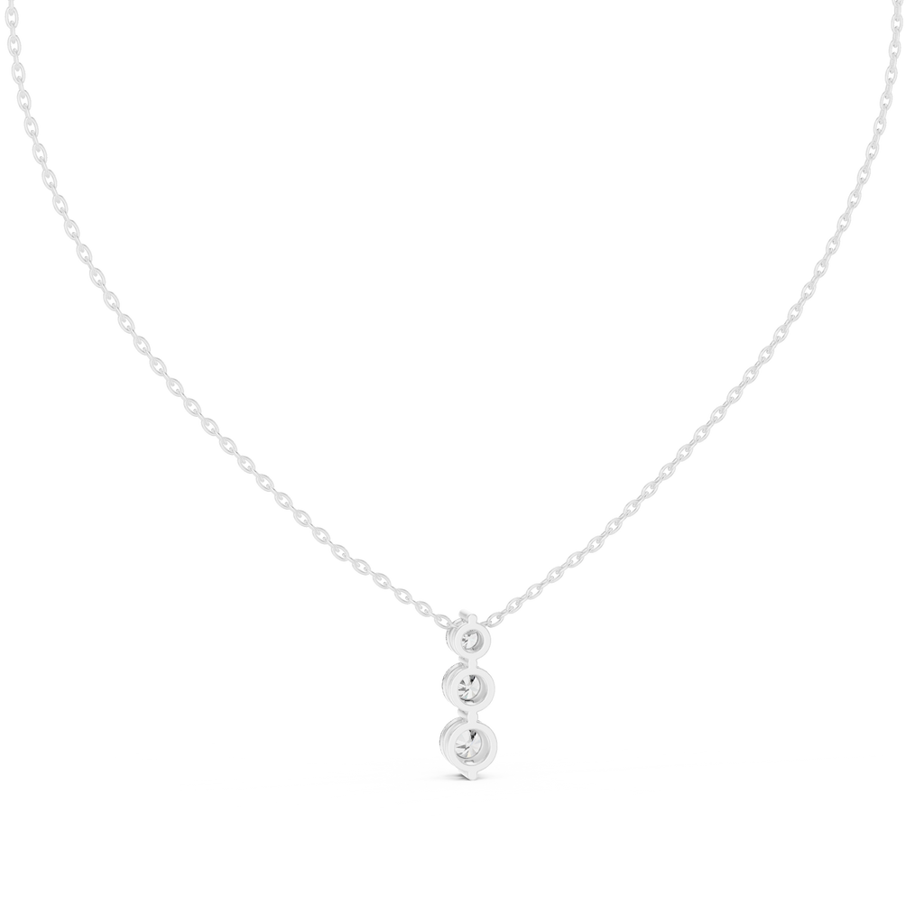 Classic Three Stone Diamond Pendant in Minimal Setting