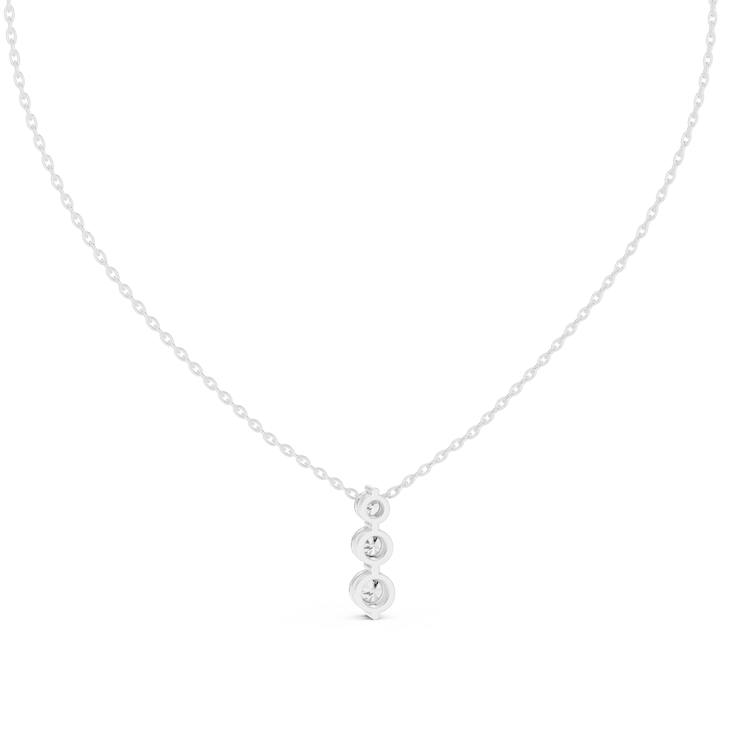 Classic Three Stone Diamond Pendant in Minimal Setting