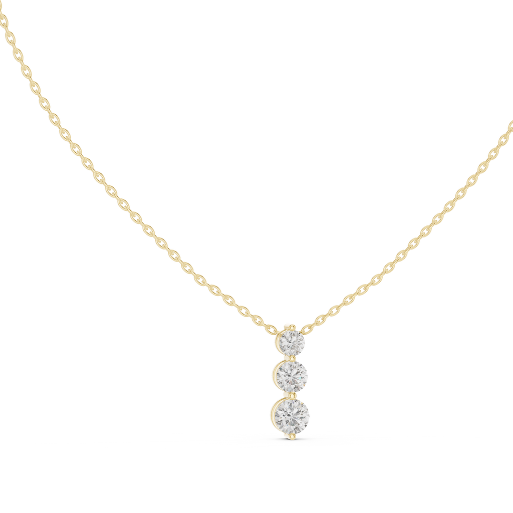 Classic Three Stone Diamond Pendant in Minimal Setting