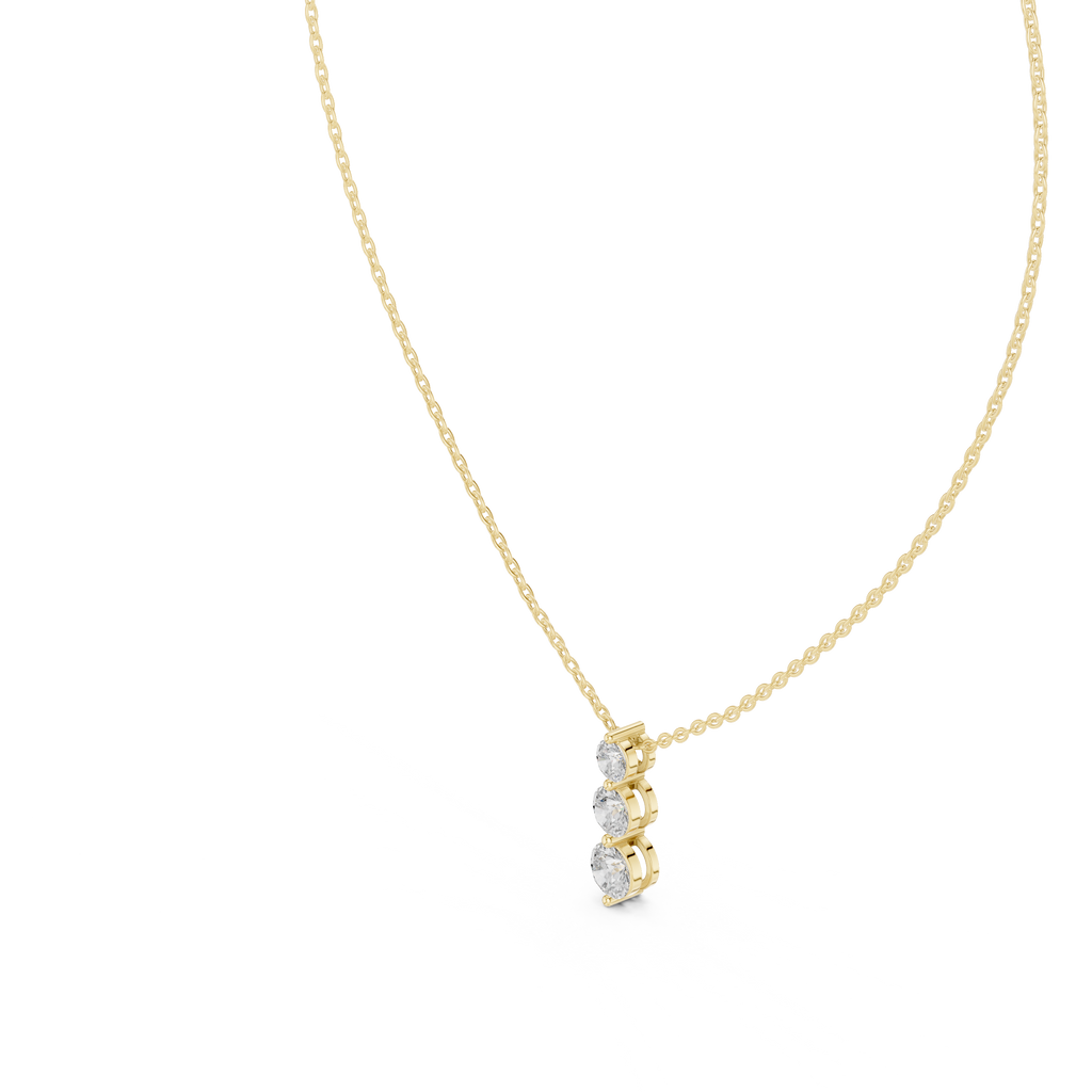 Classic Three Stone Diamond Pendant in Minimal Setting