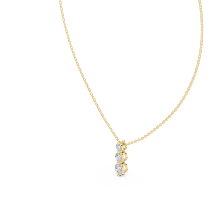 Classic Three Stone Diamond Pendant in Minimal Setting