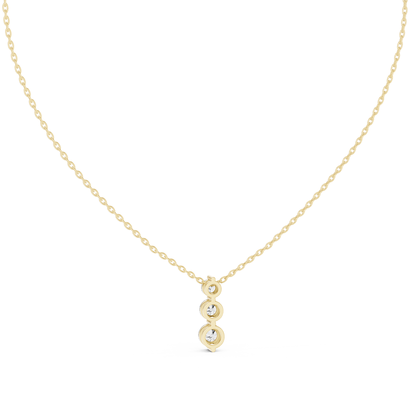 Classic Three Stone Diamond Pendant in Minimal Setting