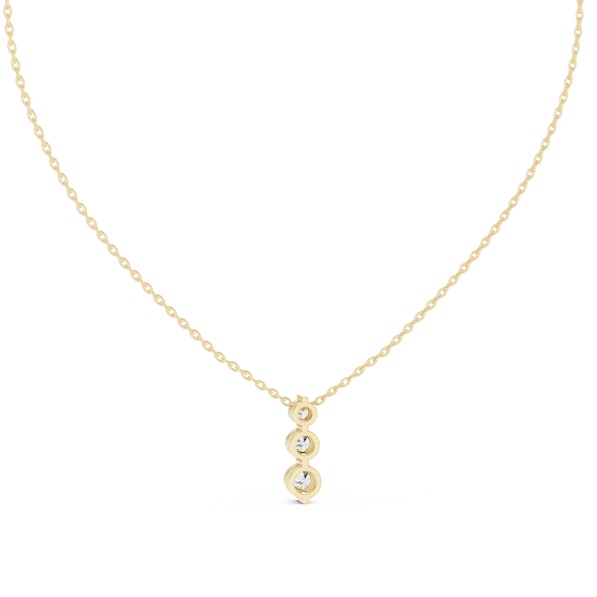 Classic Three Stone Diamond Pendant in Minimal Setting