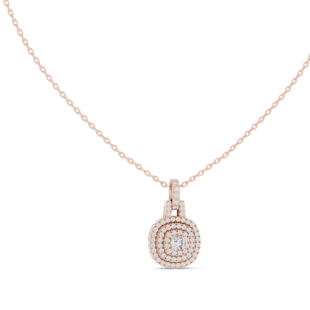 Romantic Round Halo Diamond Pendant Gift for Her