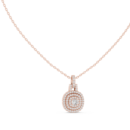 Romantic Round Halo Diamond Pendant Gift for Her