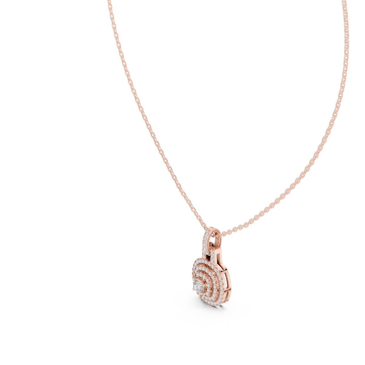 Romantic Round Halo Diamond Pendant Gift for Her