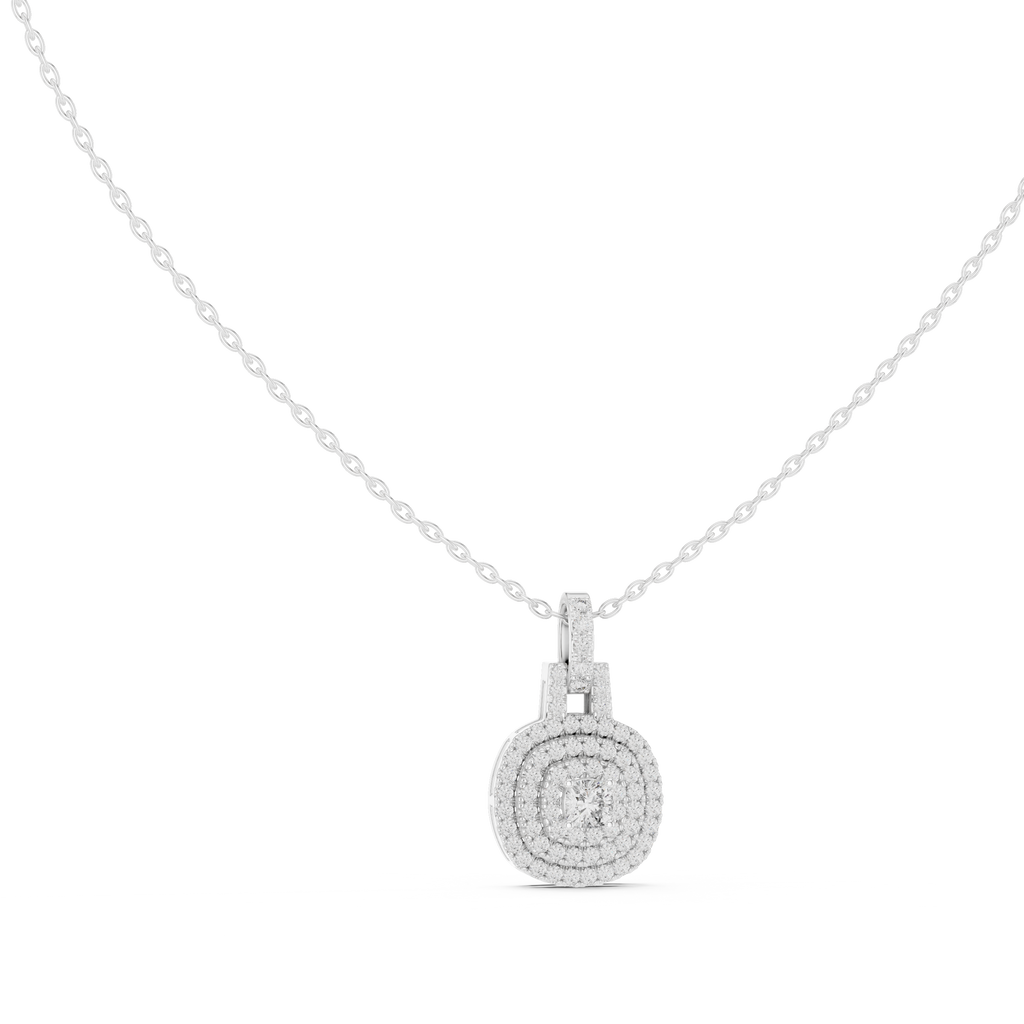 Romantic Round Halo Diamond Pendant Gift for Her