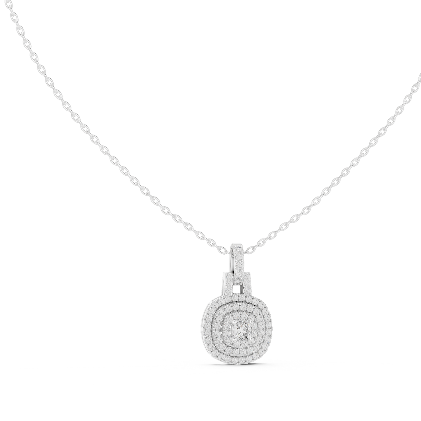 Romantic Round Halo Diamond Pendant Gift for Her
