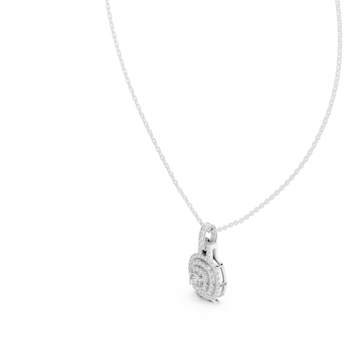 Romantic Round Halo Diamond Pendant Gift for Her