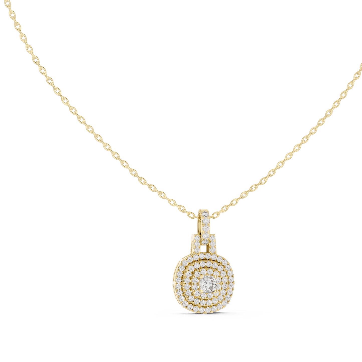 Romantic Round Halo Diamond Pendant Gift for Her