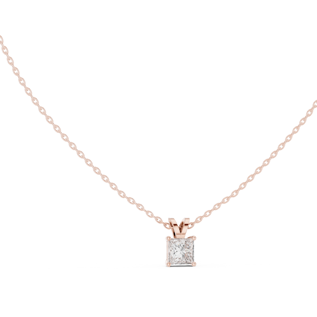 Klassischer quadratischer Diamantanhänger mit minimalistischer Krappenfassung