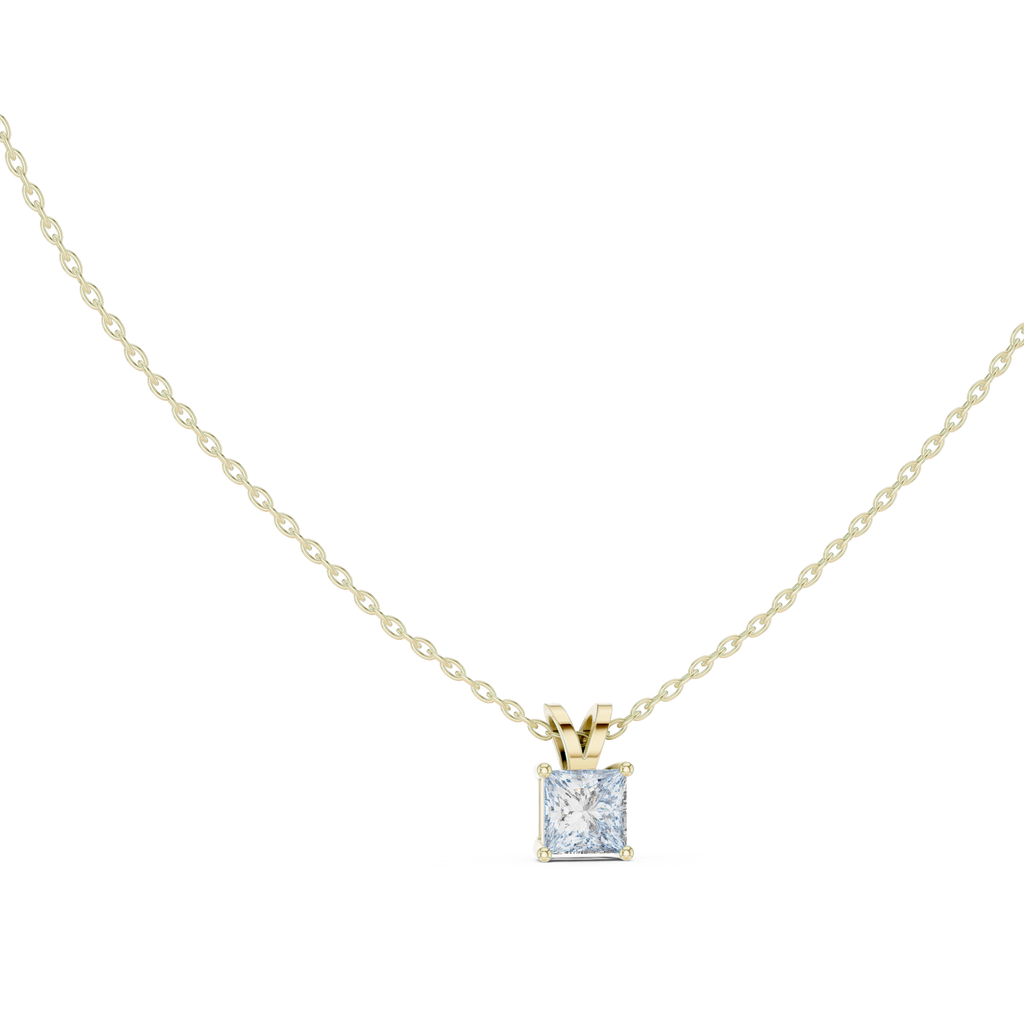 Klassischer quadratischer Diamantanhänger mit minimalistischer Krappenfassung