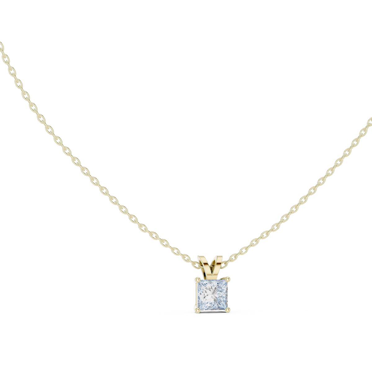 Klassischer quadratischer Diamantanhänger mit minimalistischer Krappenfassung