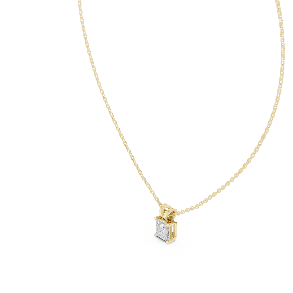 Klassischer quadratischer Diamantanhänger mit minimalistischer Krappenfassung