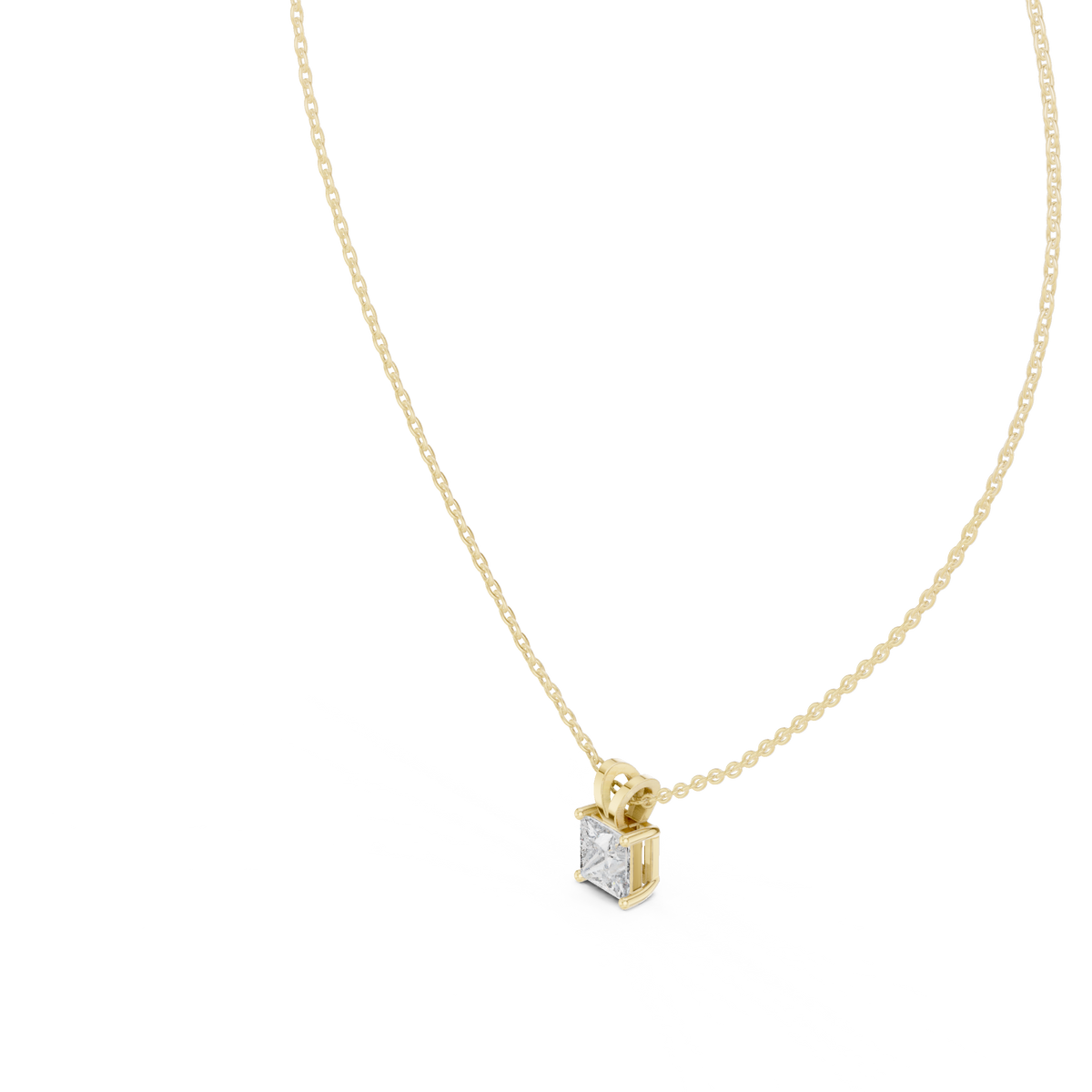 Klassischer quadratischer Diamantanhänger mit minimalistischer Krappenfassung