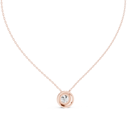 Classic Halo Diamond Pendant Necklace in Rose Gold Finish