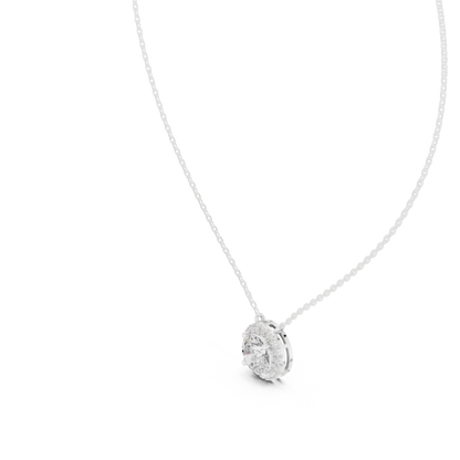 Classic Halo Diamond Pendant Necklace in Rose Gold Finish