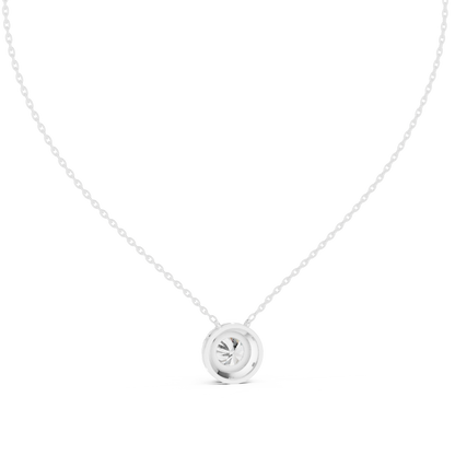 Classic Halo Diamond Pendant Necklace in Rose Gold Finish