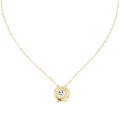Classic Halo Diamond Pendant Necklace in Rose Gold Finish