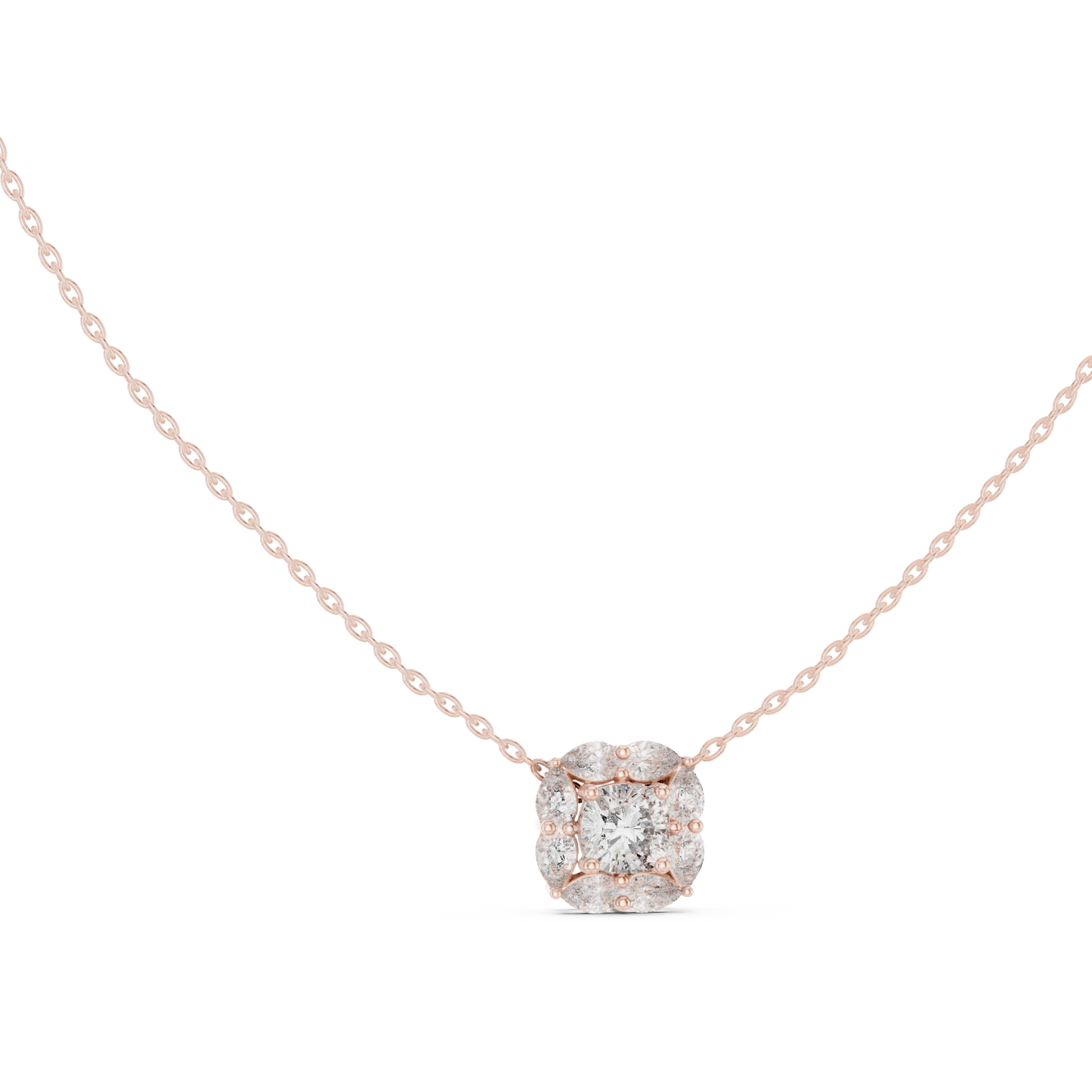 Elegant Cushion Diamond Cluster Necklace for Women