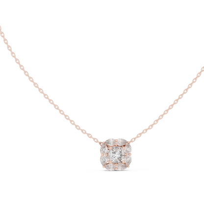 Elegant Cushion Diamond Cluster Necklace for Women