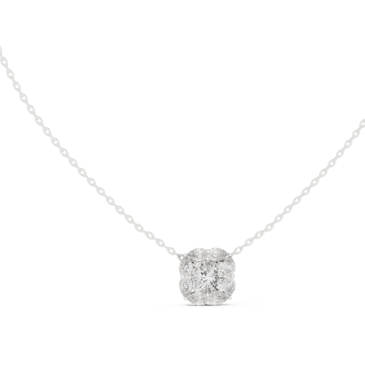 Elegant Cushion Diamond Cluster Necklace for Women