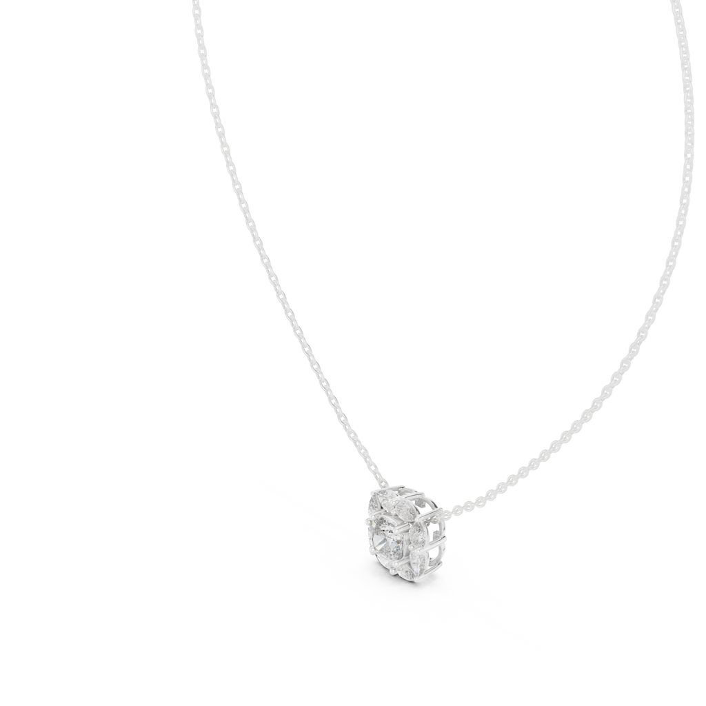 Elegant Cushion Diamond Cluster Necklace for Women