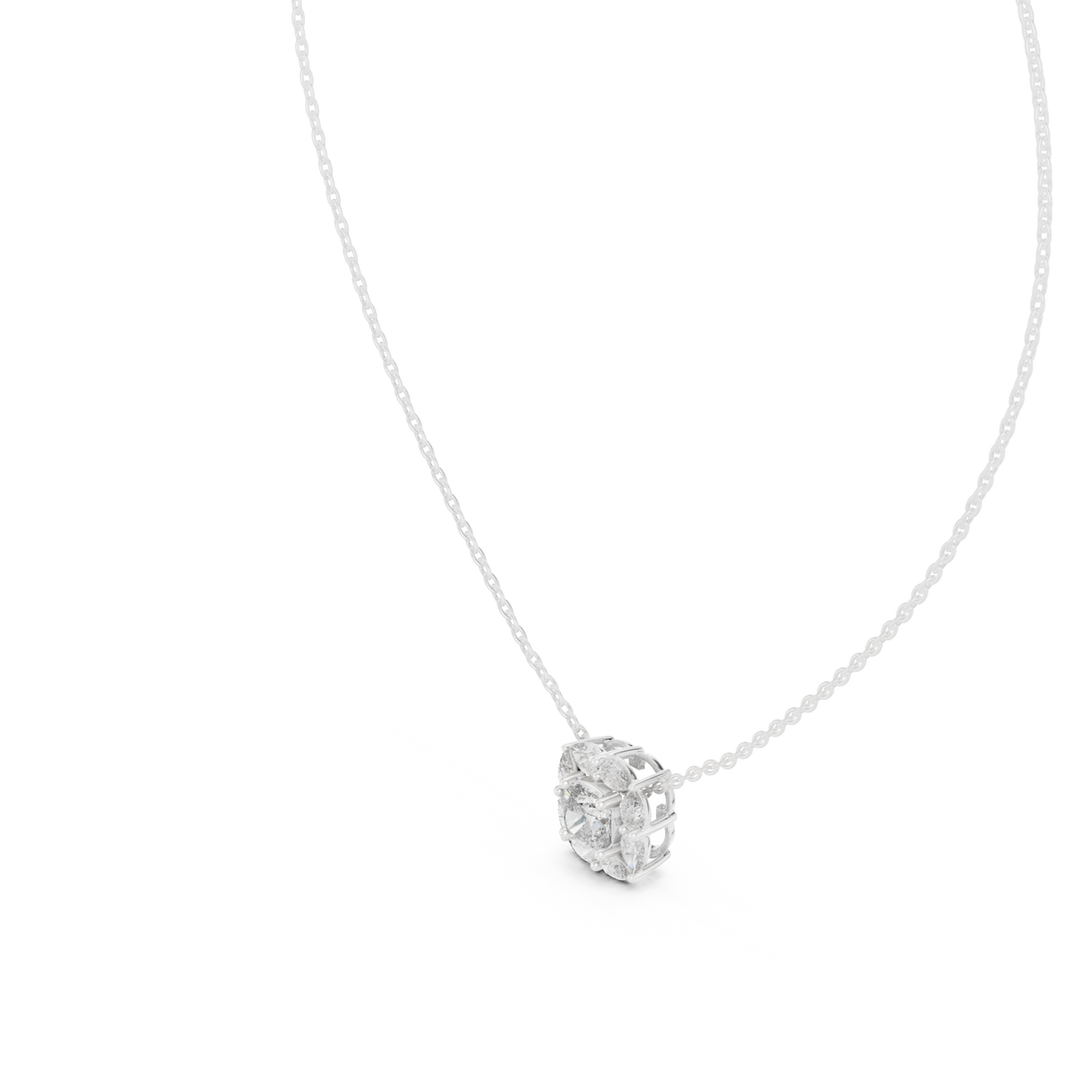 Elegant Cushion Diamond Cluster Necklace for Women