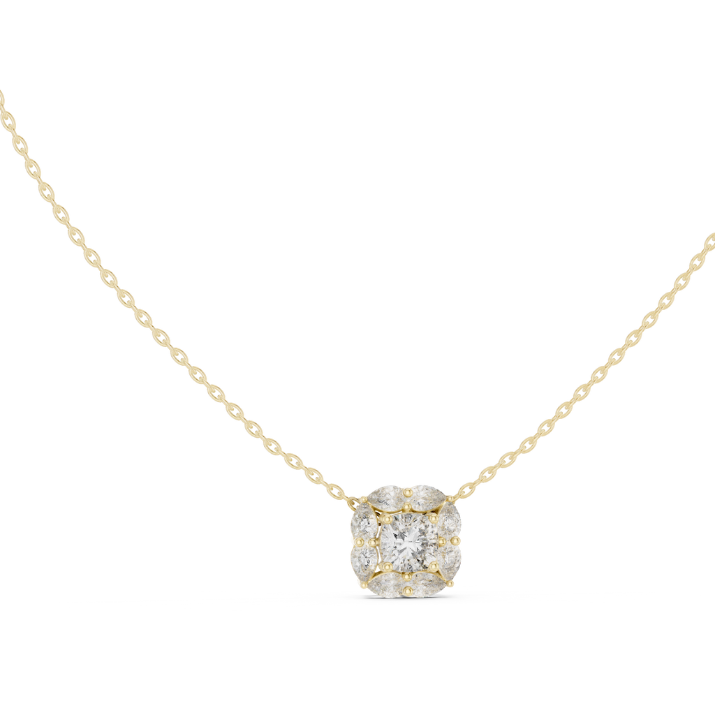 Elegant Cushion Diamond Cluster Necklace for Women