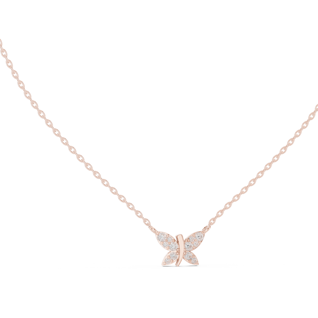 Fine Jewelry Butterfly Motif Diamond Necklac