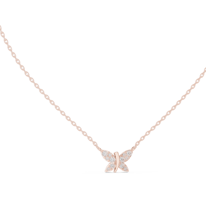 Fine Jewelry Butterfly Motif Diamond Necklac