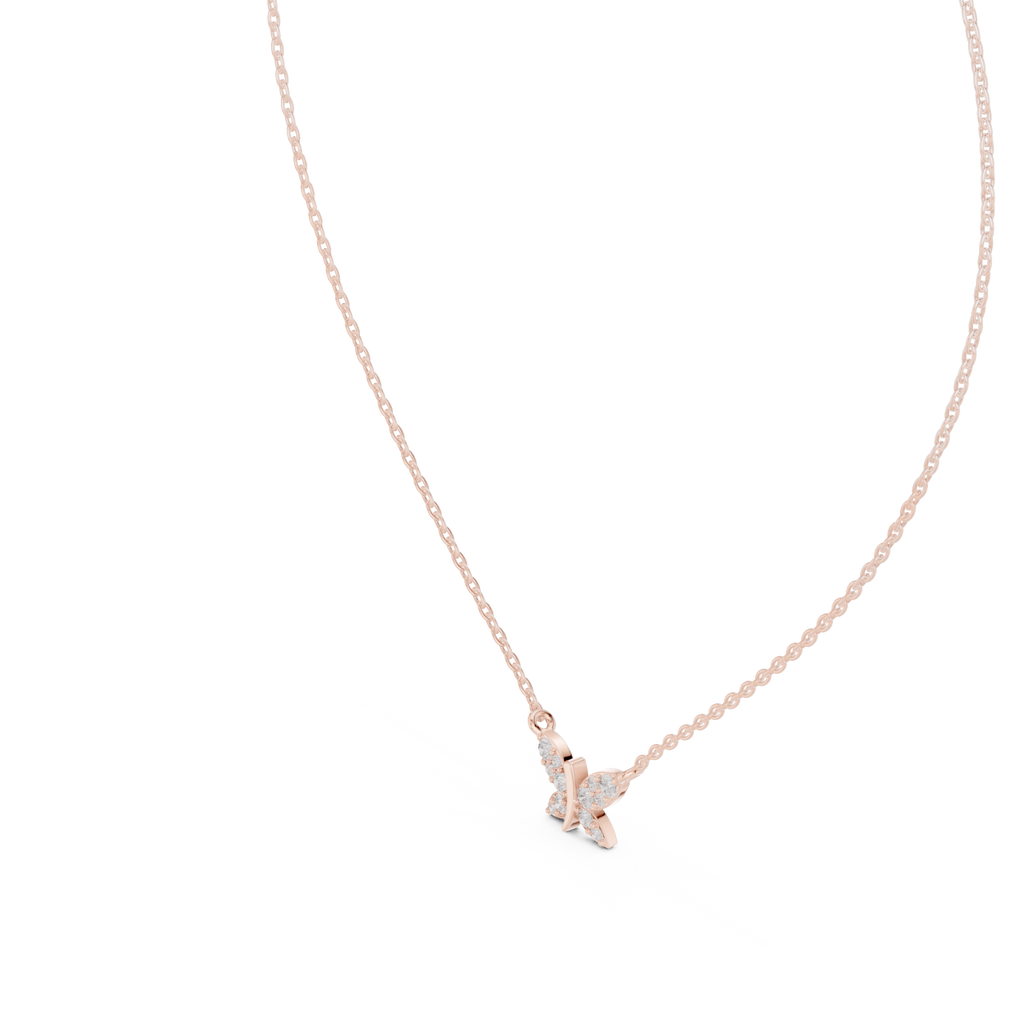 Fine Jewelry Butterfly Motif Diamond Necklac