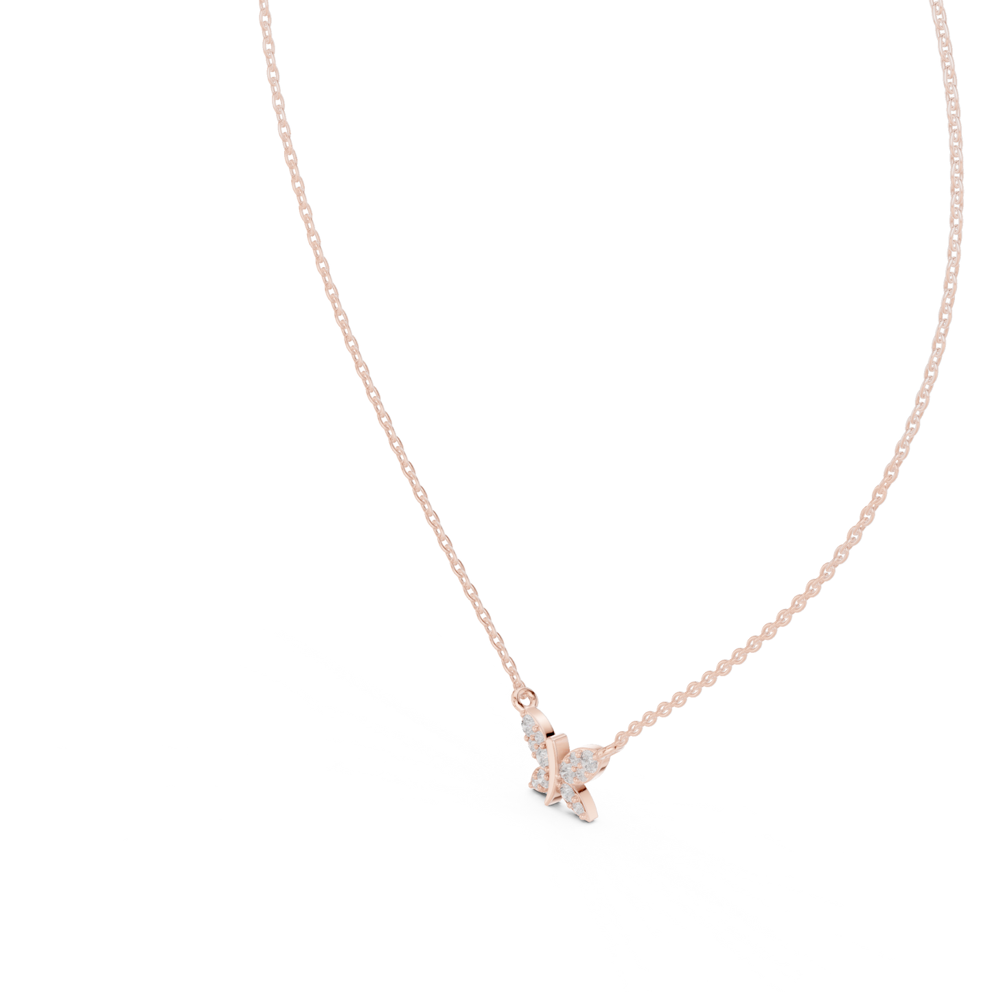 Fine Jewelry Butterfly Motif Diamond Necklac