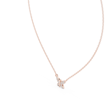 Fine Jewelry Butterfly Motif Diamond Necklac
