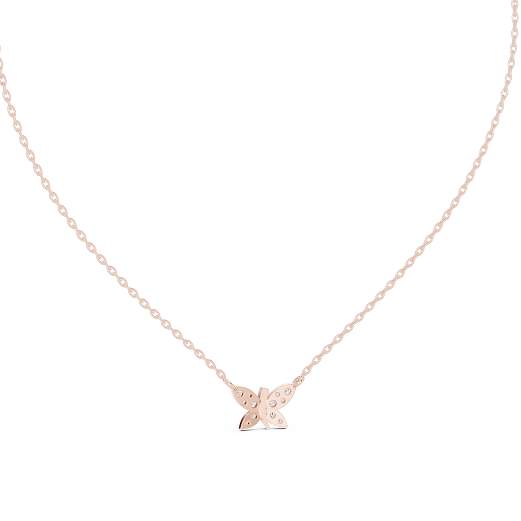 Fine Jewelry Butterfly Motif Diamond Necklac