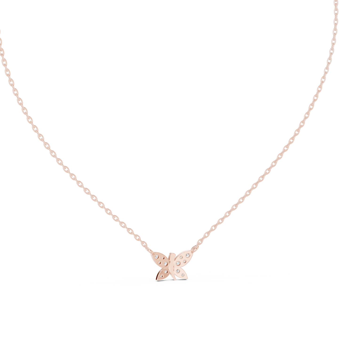 Fine Jewelry Butterfly Motif Diamond Necklac
