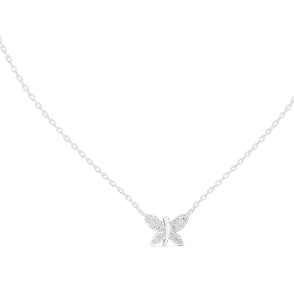 Fine Jewelry Butterfly Motif Diamond Necklac