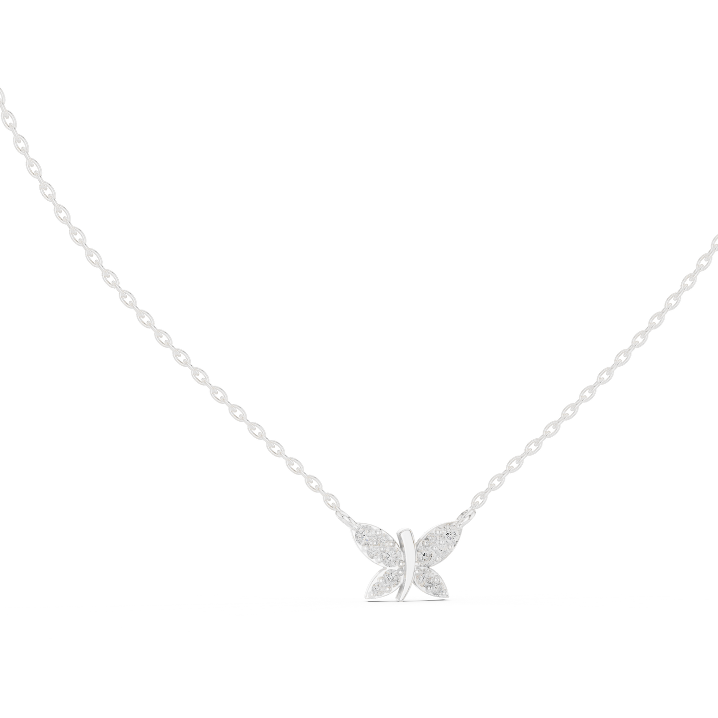 Fine Jewelry Butterfly Motif Diamond Necklac
