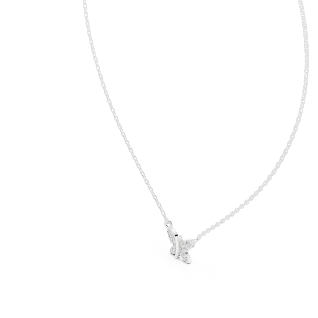 Fine Jewelry Butterfly Motif Diamond Necklac