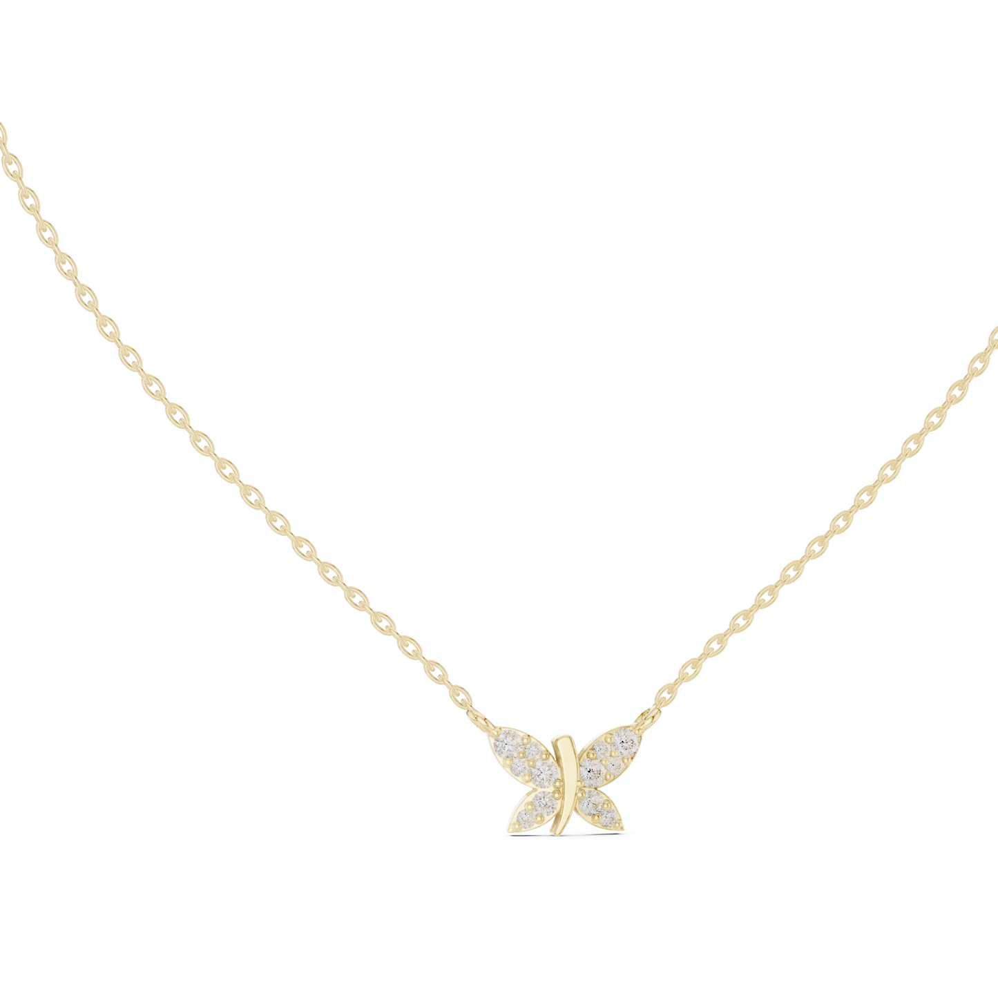Fine Jewelry Butterfly Motif Diamond Necklac