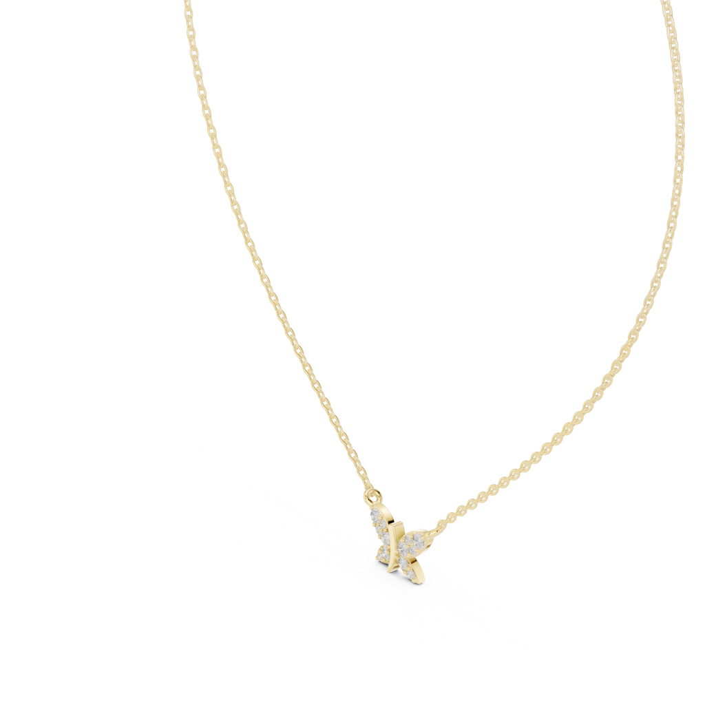 Fine Jewelry Butterfly Motif Diamond Necklac