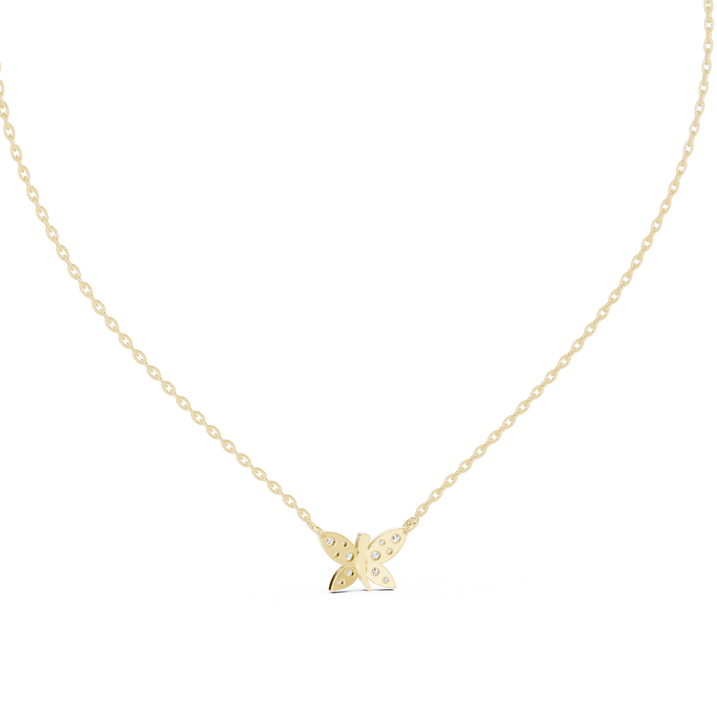 Fine Jewelry Butterfly Motif Diamond Necklac